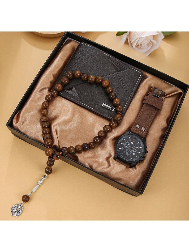 Men Gift Set Watch Wallet Prayer Beads with Gift Box – Elegant Men’s Gift - Image 1
